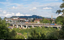SBB Cargo Re 6/6 11672  Balerna  am 1. September 2020 mit Güterzug Reuchenette-Péry - Bern Weyermannshaus auf dem Lorraineviadukt in Bern.