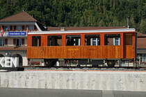 Jungfraubahn/JB.
Der historische JB  Ambassador -Salongwagen B2 17 (1912) war am 9. September 2020 vor dem Bahnhof Interlaken-Ost aufgestellt.
Foto: Walter Ruetsch