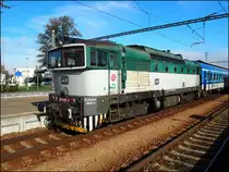 CD 754 022-2 im Bahnhof Veselí nad Lužnicí am 5. 9. 2020
