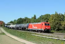 Sachsenheim - 8. September 2020 : Rheincargo Lok 185 585 mit einem Kesselzug nach Stuttgart unterwegs.