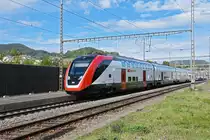 RABe 502 018-6 Twindexx durchfährt den Bahnhof Gelterkinden. Die Aufnahme stammt vom 25.08.2020.