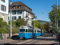 VBZ Mirage Be 4/6 1675 und 1674 am 4. September 2020 unterwegs auf der Linie 13 zwischen Waidfussweg und Eschergutweg. Die beiden Museumsfahrzeuge kommen aufgrund akuten Fahrzeugmangels zurzeit wieder im Linienbetrieb zum Einsatz.
