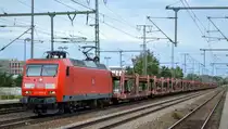DB Cargo AG [D] mit  145 079-0  [NVR-Nummer: 91 80 6145 079-0 D-DB] und einem PKW-Transportzug (leer) am 08.09.20 Bf. Golm (Potsdam).