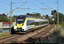 8442 810 und 8442 ??? (Bombardier Talent 2) der Abellio Rail Baden-Württemberg GmbH als RB 19530 (RB17a) von Stuttgart Hbf nach Pforzheim Hbf bzw. RE 19630 (RE17b) nach Heidelberg Hbf fahren in Sachsenheim, Rodenweg, auf der Bahnstrecke Bietigheim-Bissingen–Bruchsal (Westbahn (Württemberg) | KBS 770).
[30.7.2020 | 19:09 Uhr]