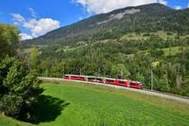 ABe 4/16 3105 am 18.09.2020 bei Bonaduz.