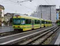 transN - Steuerwagen Bt 551 mit Triebwagen Be 4/4 503 abgestellt als Reserve im transN Bahnhof in Neuchatel am 21.09.2020
