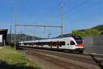 RABe 523 007, auf der S3, fährt beim Bahnhof Gelterkinden ein. Die Aufnahme stammt vom 25.08.2020.