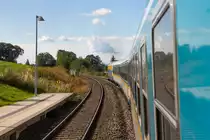 223 013 mit dem Alex nach Lindau. Bei der Anfahrt in Heimenkirch. 17.9.20