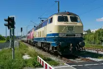 218 460-4  Conny  und 218 465-3 mit den Wagen des IC 119  BODENSEE , Stuttgart - Innsbruck, am 05.08.2020 in Eriskirch.