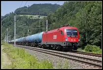 1016 033 mit Güterzug bei Pernegg am 9.07.2020.
