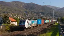 386 020-2 - Usti nad Labem (CZ) - 14.10.19 
Werbelok Hamburger Hafenbahn 