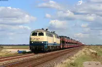 218 490-1 und 218 466-1 sowie 628 507-5  List  am Zugschluss mit dem AS 1438 (Bredstedt/Niebüll-Westerland(Sylt)) am Hindenburgdamm 2.9.20