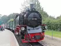 99 783 der RüBB  im Bereich des Bahnhof Binz am 24. September 2020.