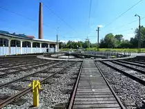 Blick auf die Drehscheibe in der Lokwelt Freilassing. (August 2020)