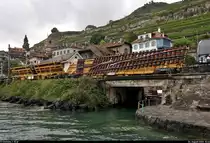 Blick auf zwei Matisa Weichentransportwagen, die in einem gemischten Güterzug mit Re 6/6 11634 (620 034-9)  Aarburg-Oftringen  eingereiht sind und vorbei am Plage de la Lisette in Saint-Saphorin (CH) Richtung Vevey (CH) fahren.

🧰 SBB Infrastruktur
🚩 Bahnstrecke Vallorbe–Domodossola (Simplonstrecke | 100/200)
🕓 4.8.2020 | 10:44 Uhr