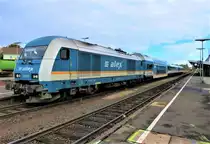 223 061 mit ALEX nach München beim Zwischenhalt am 04.10.2020 in Weiden Oberpfalz