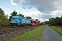 LTE Bombardier Traxx 187 930-3 mit Autozug in Maintal Ost am 11.10.20