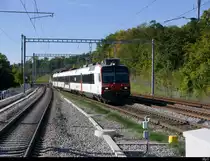 SBB - Triebwagen RBDe 4/4 560 266-9 an der Spitze einer Domino Komp. bei der einfahrt im Bahnhof Mies am 08.10.2020