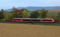 Herbstlicher Mitzieher: 642 222/722 als RE Heilbronn-Hessental am 22.10.2020 bei Öhringen-Cappel. 