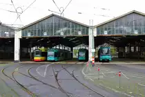 VGF Betriebshof Eckenheim am 28.10.20 von einen Gehweg aus fotografiert. Durch die Sperrung von Gutleut müssen die da Stationierten Bahnen (93 Stück) bis März in Eckenheim abgestellt werden. 