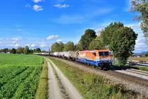 185 685 mit einem Kesselzug am 08.10.2020 bei Langenisarhofen.