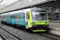 Am Morgen von 6 April 2017 steht Arriva CZ 845 104 in Praha hl.n. abfahrtbereit. 