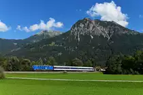 Unter der Gaisalpe und dem Rubihorn konnte ich am 08. September 2020 die 218 056 der Press mit ihrem ALX 84140 auf der Fahrt nach Oberstdorf fotografieren. Aufgrund eines Mehrbedarfes an Triebfahrzeugen wurde die Maschine Anfang September für ein paar Tage angemietet und pendelte auf der Illertalbahn zwischen Immenstadt und dem Endbahnhof. 