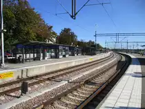 Für Fahrten Richtung Simrishamm und Malmö stehen in Ystad die Gleise 3 und 4 zur Verfügung.Aufgenommen am 18.September 2020.