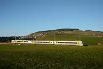 BLS ABt, B Lego, RBDe 566 am 18. November 2020 als Regio 6427 zwischen Grosshöchstetten und Konolfingen.