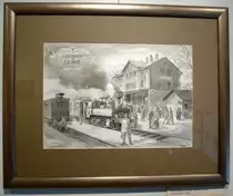 Eisenbahnmuseum Ljubljana, Bild vom slowenischen Maler Stane Kumar (1910-1997), Genehmigung liegt vor, Juni 2016