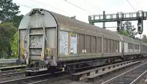 Wageneinheit mit Schiebewänden vom Einsteller TRANSWAGGON GmbH Hamburg mit tschechischer Registrierung mit der Nr. 21 RIV 54 CZ-TWA 2923 023-2 Himrrs 34 in einem gemischten Güterzug am 25.08.20 Bf. Dresden Strehlen.