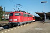 110 418-1 fuhr am 26.07.07 mit einem Regionalzug durch den Bahnhof Stuttgart Untert�rkheim.
