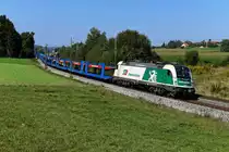 Am 15. September 2020 brachte die 1216.960 der Steiermarkbahn den leeren Autotransportzug DGS 41989 von Bremerhaven nach Graz. Gebildet war die Leistung aus den neuen blauen Waggons der Milsped Gruppe. Das Bild entstand bei Sinngrün in der Oberpfalz.
