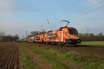 TX Logistik Siemens Taurus 182 572-8 und Vectron 193 878-6 mit KLV Zug in Mainz Bischofsheim am 27.11.20 