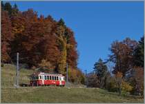 Oberhalb von Fayaux ist der CEV MVR BDeh 2/4 N° 74 unterwegs. 

27. Oktober 2015