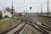 Doppelkreuzungsweiche am 12.12.20 in Hanau Hbf von einen Bahnsteig aus gemacht
