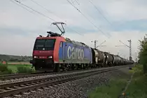 Re 482 003-1 mit dem DGS 48666 (Basel SBB RB - Hamburg Hohe Schaar), als sie am Abend des 21.04.2020 nördlich von Hügelheim über die Rheintalbahn durchs Makrgräflerland in RIchtung Buggingen fuhr.