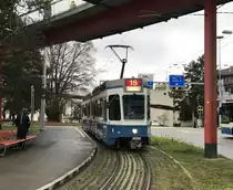 Linie 15 Wagennummer 2037  Oberstrass  an der Endhaltestelle Bucheggplatz. Dieser Wagen fährt sehr selten auf der Linie 15. Datum: 13. 12. 2020