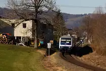 223 001 hinten an der TRI Ersatzgarnitur des Alexpendels zwischen Immenstadt und Oberstdorf. 24.11.20