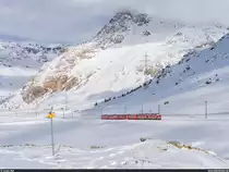 RhB ABe 4/4 III 56 und 52 mit Regio St. Moritz - Tirano am 19. Dezember 2020 zwischen Bernina Lagalb und Ospizio Bernina.