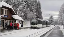 Der CEV MVR ABeh 2/6 7505 steht im Bahnhof von Les Pléiades zur Rückfahrt nach Vevey bereit.

28. Januar 2019 