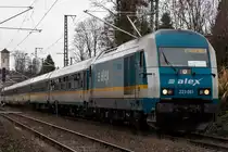 Erneut eine Alex Lok mit Trauerflur und Abschiedsschild. 223 061 erreicht das letzte Mal Lindau Hbf. 12.12.20