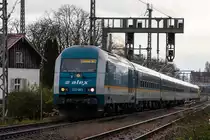 Am letzten Tag gab es eine interessante Kombination zu sehen. 223 063 vorne führend am Alex gen Allgäu kurz hinterm Posten 48 in Lindau und hinten schiebend 223 013 in Bodo Werbelackierung. Letzter Betriebstag Alex Süd. 12.12.20