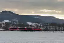 Unbekannter 642 als RE Crailsheim-Heilbronn am 09.01.2021 bei Waldenburg. 