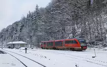 642 648 der Kurhessenbahn verlässt am 09.01.2021 den Bahnhof Brilon Wald in Richtung Marburg