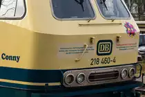 Detail der Aufkleber die an Conny klebten am 12.12.20 218 460-4 in Lindau Hbf. 