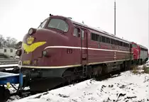 Dänische NOHAB MY 1138 mit Holzzug in Leinefelde am 13.01.2021 02