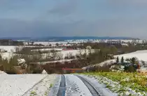Unbekannter 642 als RE Heilbronn-Crailsheim am 13.01.2021 an der ehemaligen Blockstelle Kahlberg. Im Tal befindet sich der Öhringer Teilort Eckartsweiler. 