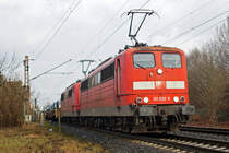 Coilzug mit 151 032-0 an der Spitze am 13.01.2021 in Lintorf.