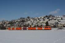 Der RBS-Be 4/12 50 am 4. Februar 2019 als S7 im frisch verschneiten Worblental zwischen Stettlen und Boll-Utzigen.